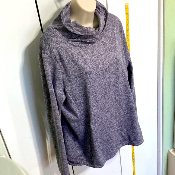 Apana Cowl Neck Pullover Yoga Heather Gray Purple Sweatshirt Womens Large - Picture 6 of 10